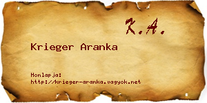 Krieger Aranka névjegykártya